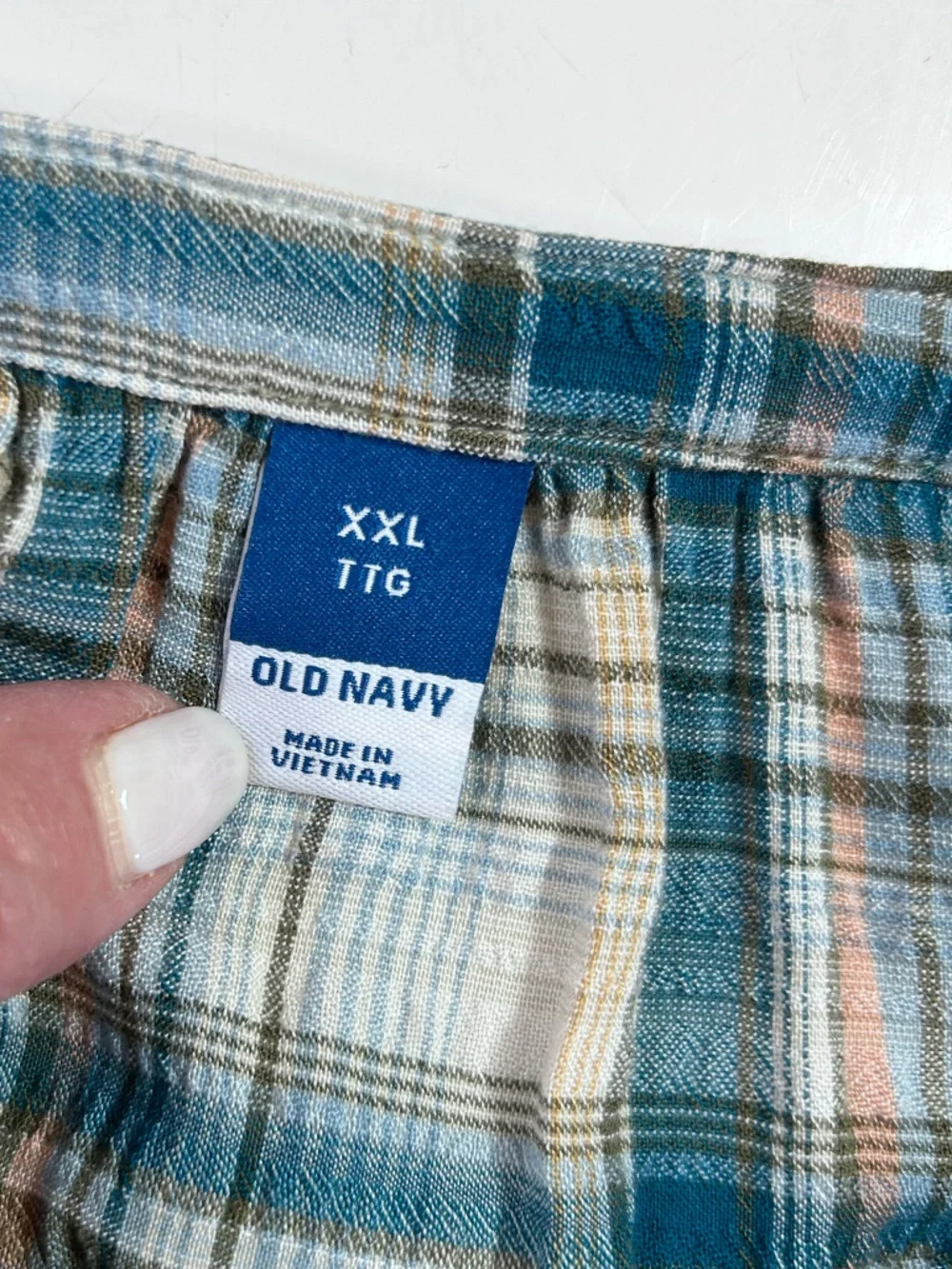 Old Navy Blue Plaid Peasant Boho Button Down Blouse Top Long Sleeve XXL - Picture 3 of 10